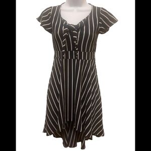 Poppies and Roses Black and White Striped High Low Dress Size 10